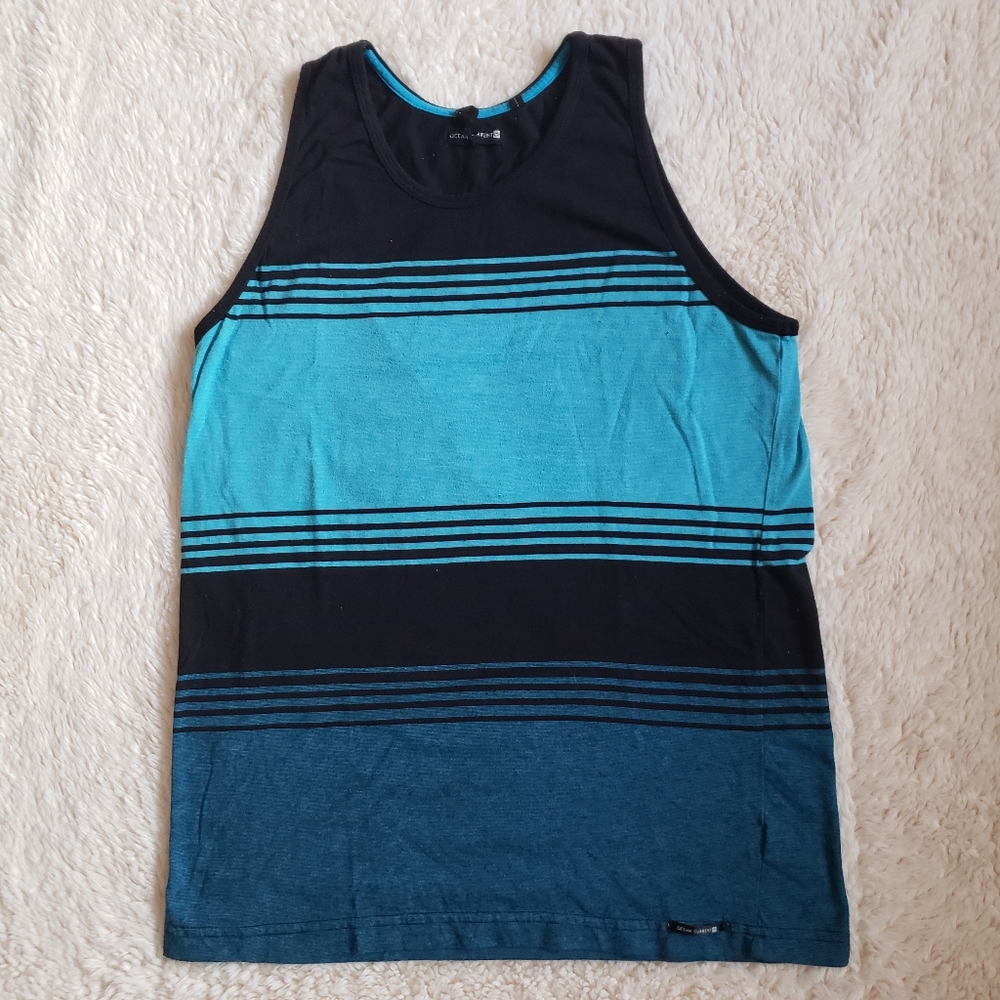 Ocean Current Black & Blue Striped Tank Top